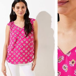 NWT Loft smocked trim shell